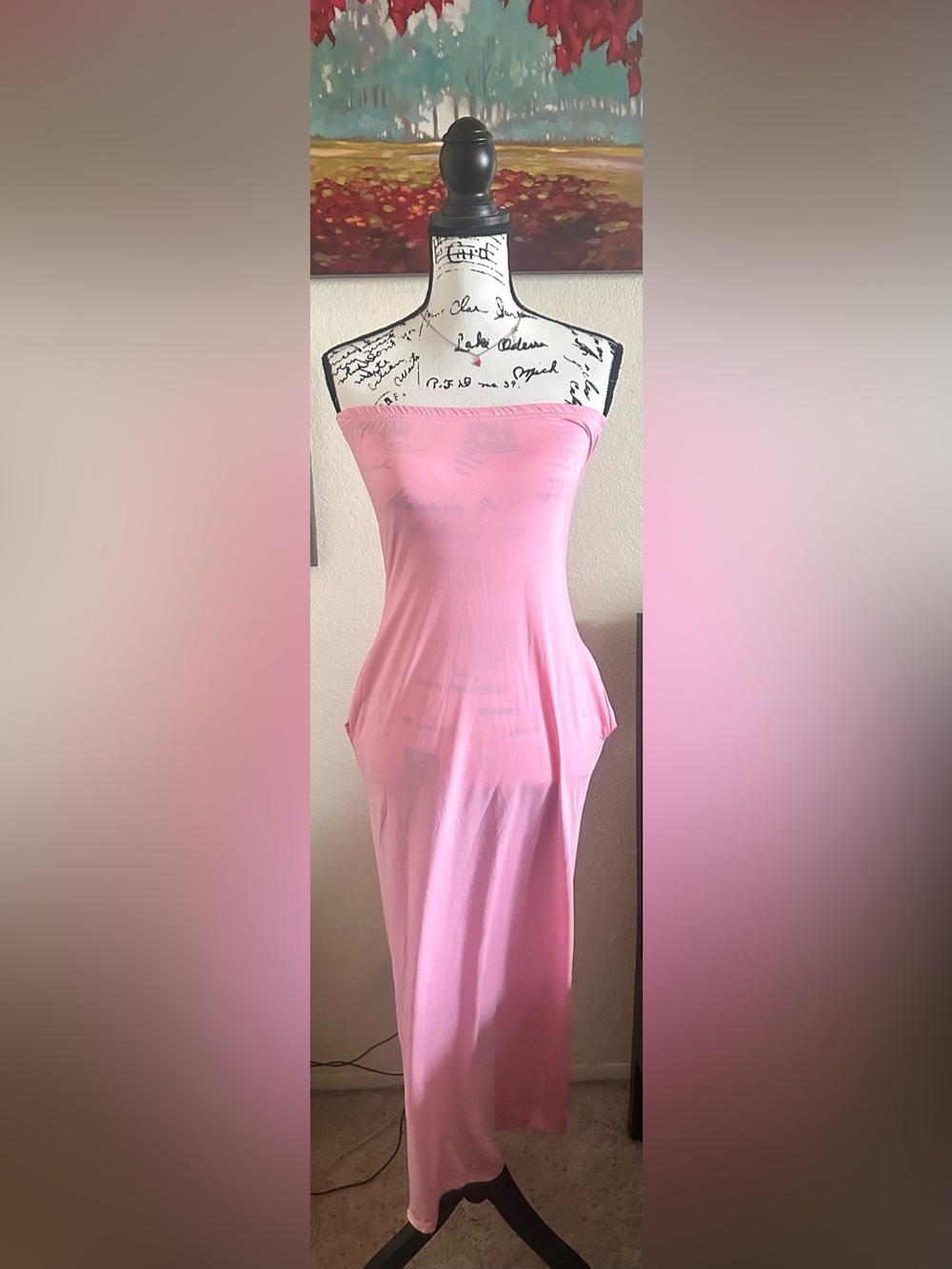 Women's Strapless Pink Tube Top Dress